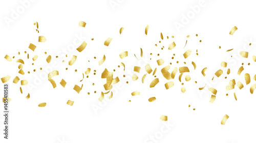 Gold Confetti Falling On Black Background For Celebration Illustration