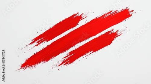 Three bold red paint streaks diagonally brush across a white background, creating a dynamic and abstract visual effect.