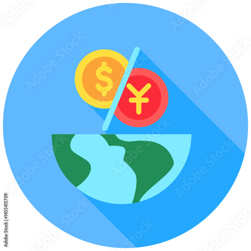 Conflict Zone mini illustration rounded flat color icon, use for trade wars, economy, business, finance, economic competition, UI, UX kit, app and web development, digital or print.