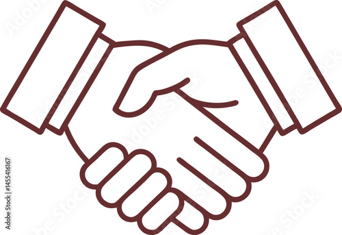  A minimalist line art handshake icon symbolizing partnership and agreement