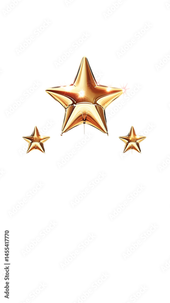 Obraz premium Golden Star Balloons Isolated On Transparent Background Illustration