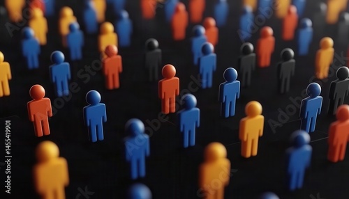 Wallpaper Mural Abstract Crowd of Colorful Figures on Dark Background Torontodigital.ca