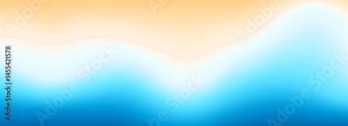 Calm beach gradient background. Abstract ocean sand coast concept. Smooth wavy seaside backdrop. Blurred pastel light blue waves wallpaper. Soft summer sea shore gradient banner. Vector top view
