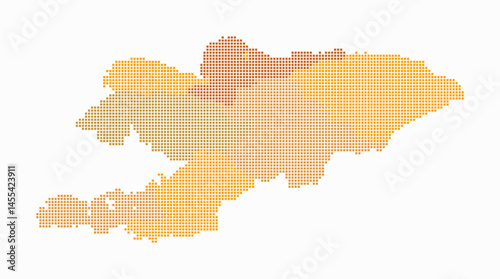 Kyrgyzstan dotted map. Digital style map of the country on white background. Kyrgyzstan shape with square dots. Colored dots style. Small size squares. Classy vector illustration.