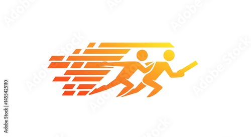Runner Passing Baton Illustration