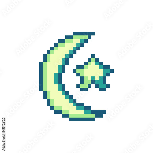 moon and star retro pixel art