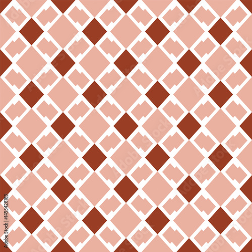 Brown diamond pattern for tile and background, seamless pattern.