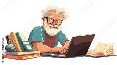 senior man working on laptop