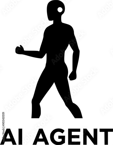 Futuristic AI Robot Torso with Glowing Circuit Lines in Dark Sci-Fi Style. vector silhouette