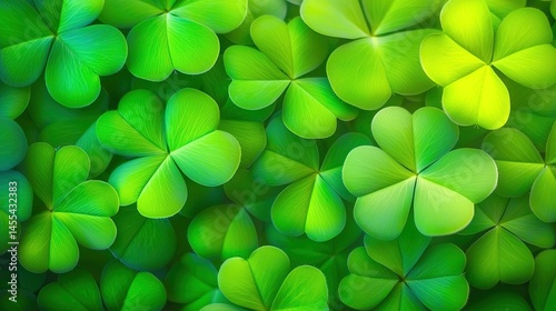 Vibrant, detailed image of numerous clover leaves.