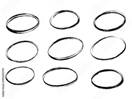 Illustration Of Hand Drawn Circles On Black Background