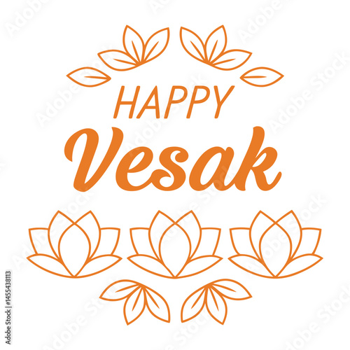 Vesak Day with Lotus Flowers Frame