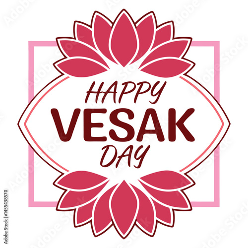 Vesak Day with Lotus Flowers Frame