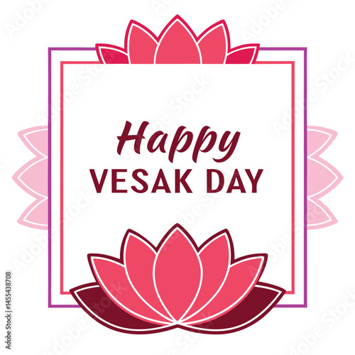 Vesak Day with Lotus Flowers Frame