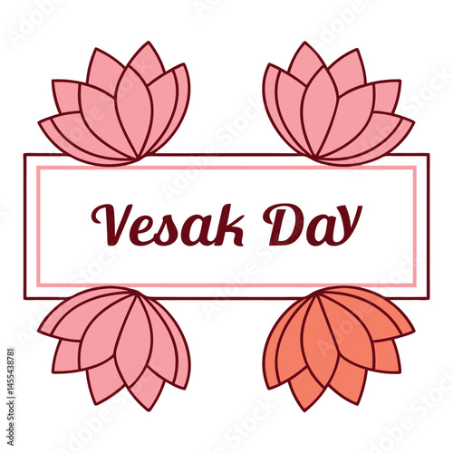 Vesak Day with Lotus Flowers Frame