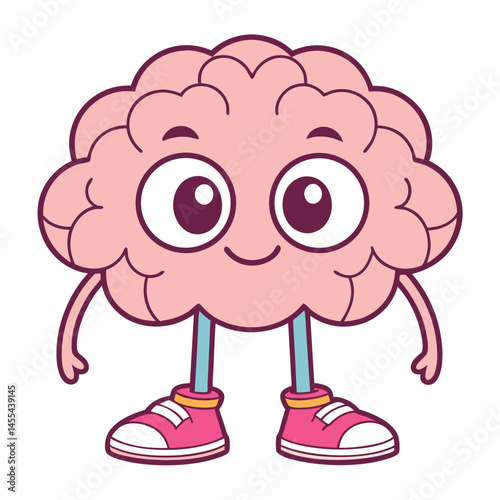 Cute Cartoon Brain Character