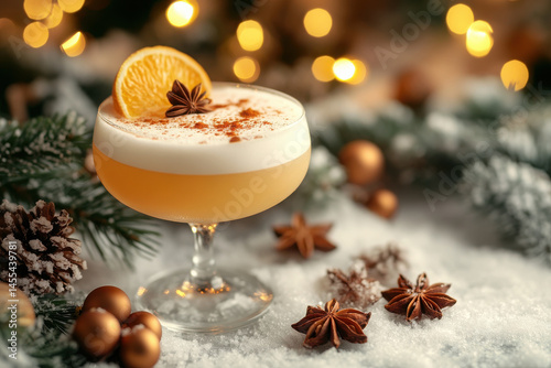 cozy winter scene featuring non-alcoholic cocktails with spices beautifully presented in warm atmosphere.