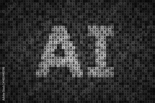 AI inscription over binary code background, artificial intelligence