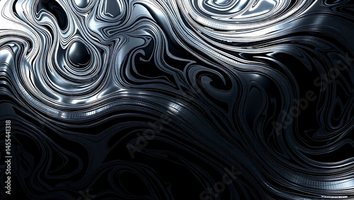Abstract Metallic Swirl: Smooth and Shiny Gray Texture Design with Fluid Patterns for Modern Visuals