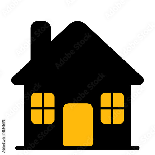 sillhouette of house icon with turn on light