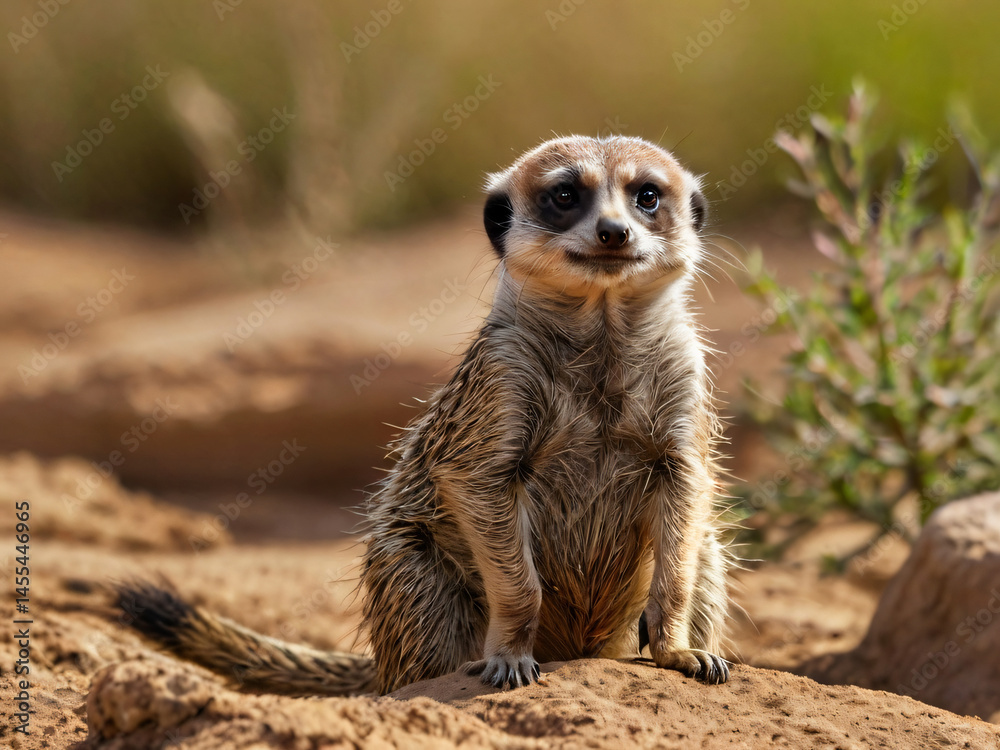 Fototapeta premium single meerkat on guard