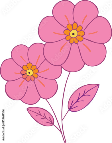  Pink Flowers Illustration 