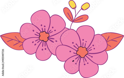 Pink Flowers Illustration 