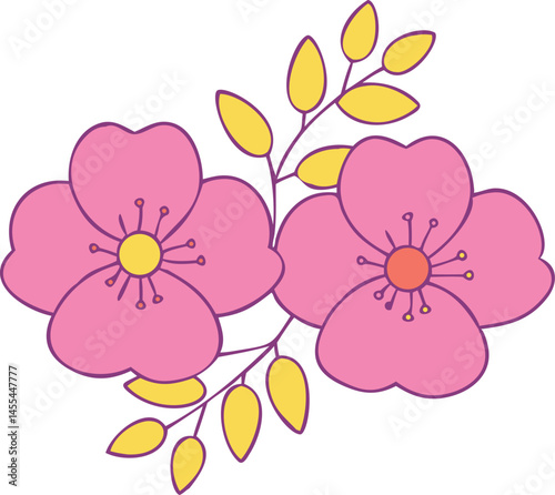  Pink Flowers Illustration 