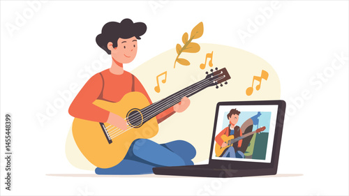 vector people playing guitar
