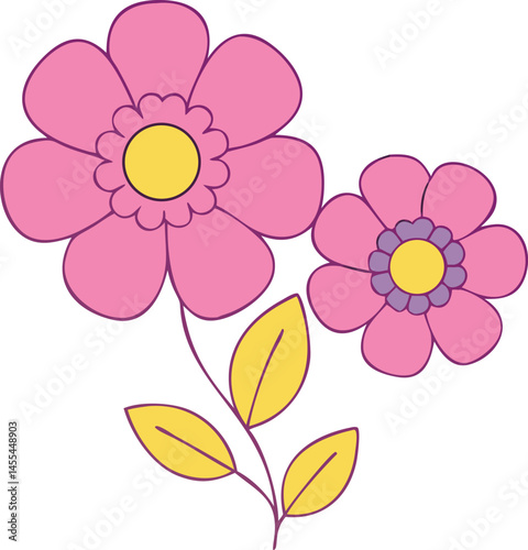 Pink Flowers Illustration