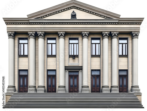Isolated Historical Building with Columns and Grand Entrance Illustration