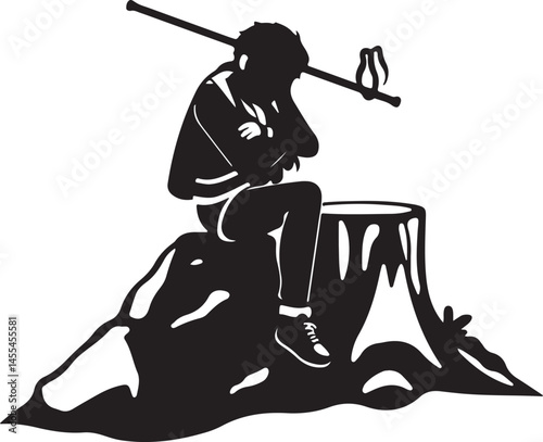 Hiking vector silhouette Set 
