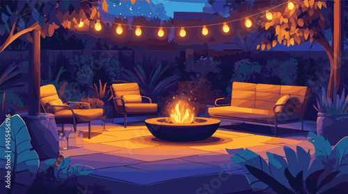 vector night cozy on front house