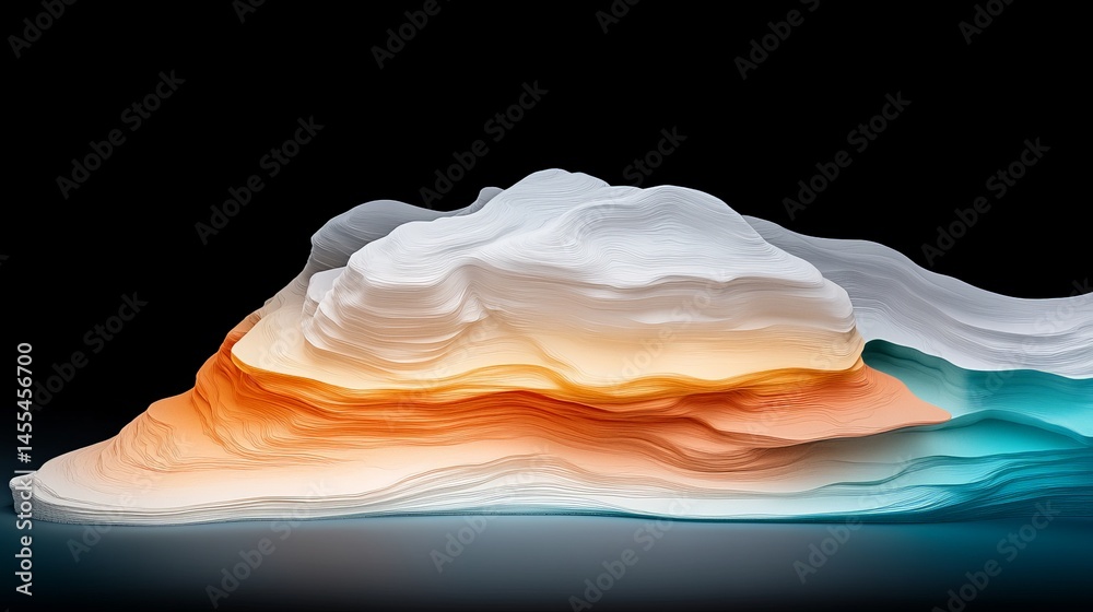 Abstract Fractal Landscape with Soft Curves and Gradient Colors