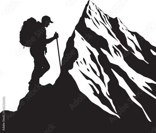 Hiking vector silhouette Set 
