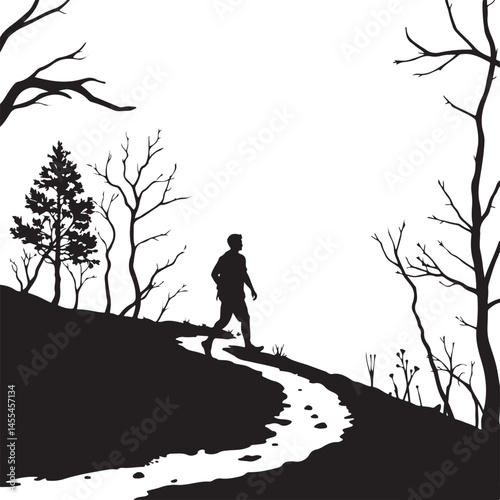 Hiking vector silhouette Set 