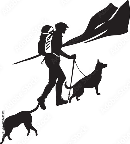 Hiking vector silhouette Set 