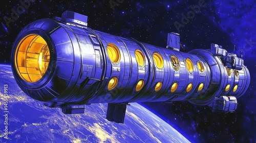 Fototapeta Naklejka Na Ścianę i Meble -  futuristic orbital space station design interstellar travel concept