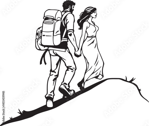 Hiking vector silhouette Set 