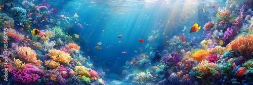 Wallpaper Mural Vibrant Ecosystem: A Kaleidoscope of Life on the Outer Reef in the Vast Blue Ocean Torontodigital.ca