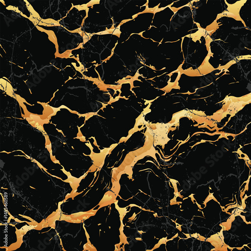 Luxury Black and Gold Marble texture background vector. Panoramic Marbling texture design for Banner, invitation, wallpaper, headers, website, print ads, packaging design template