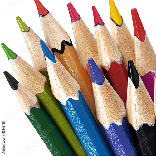 Colorful pencils set art supplies drawing tools school stationery items PNG On Transparent Background