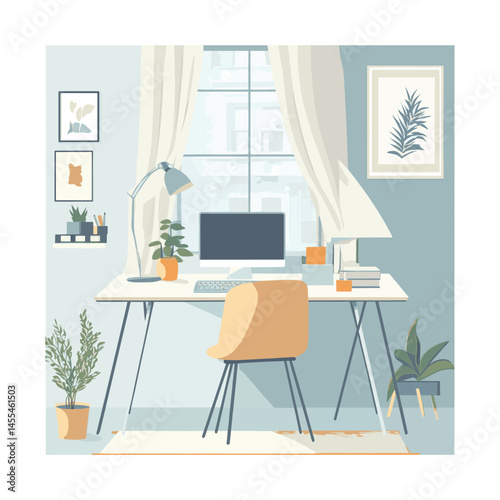 vector of a work room design