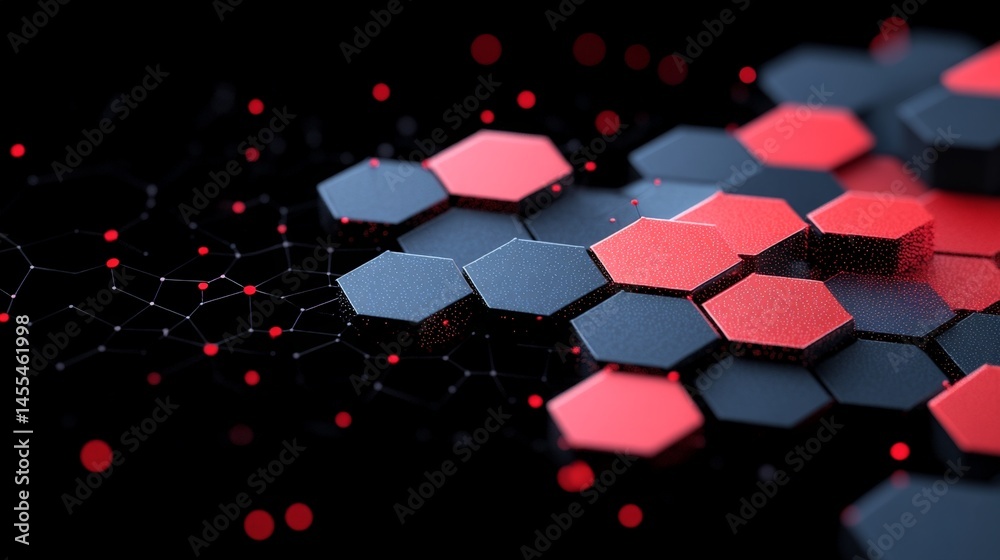 Geometric Shapes Representing Neural Network Layers in Red and Black