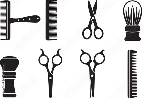 set of silhouettes of hair rollers