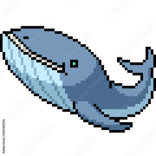 pixel art of blue whale smile happy