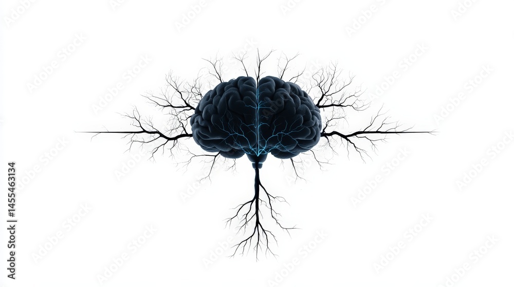 Nature Inspired Design with Abstract Brain and Branch Illustration