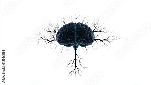 Obraz na płótnie Nature Inspired Design with Abstract Brain and Branch Illustration w salonie