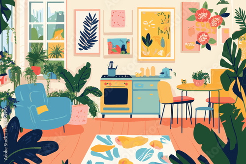 living room interior with furniture