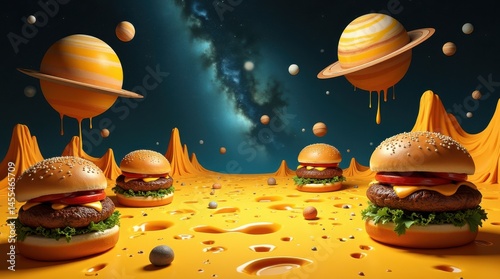 Wallpaper Mural National burger day celebration cosmic landscape food photography surreal environment whimsical viewpoint Torontodigital.ca